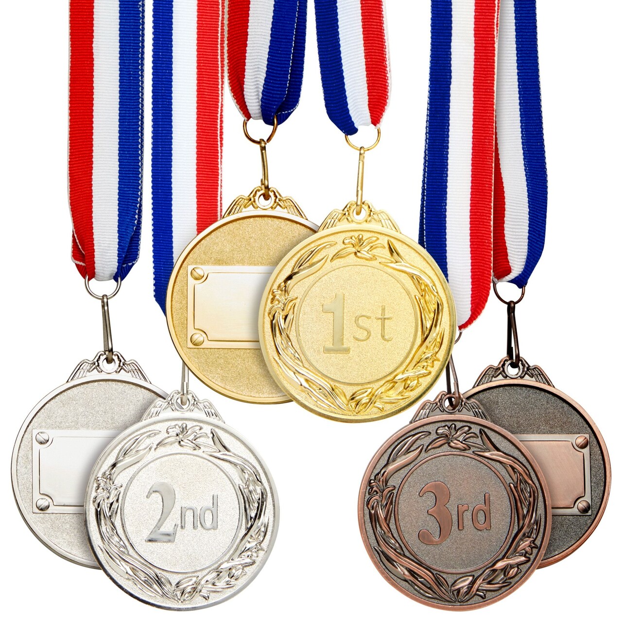 6-Pack 1st, 2nd, 3rd Place Award Medals for Kids and Adult, Participation Awards with 15.5-Inch Prize Ribbons for Sports, Tournaments, Competitions (Metal, 2.6 in)